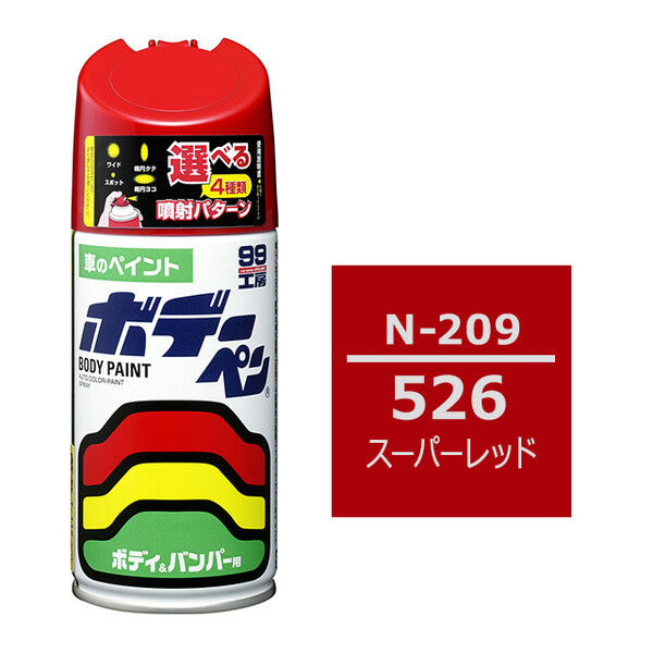 ソフト99 ボデーペン（スプレー塗料） N-209 【ニッサン・526・スーパーレッド】